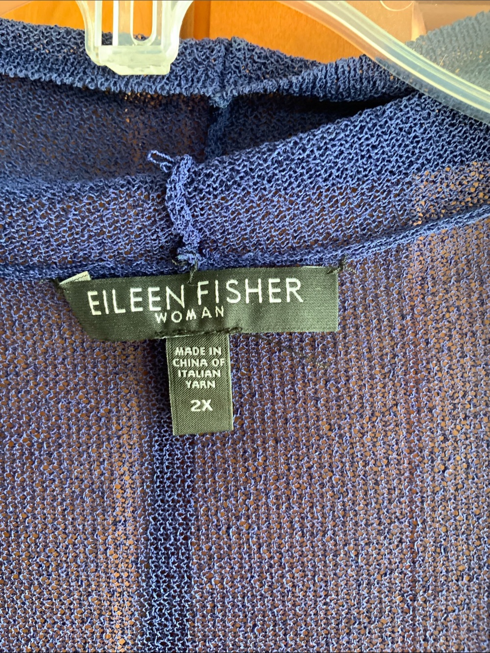 Eileen Fisher Women's Blue Open-Front Sheer Cardigan Sweater 2X EUC - Picture 2 of 3